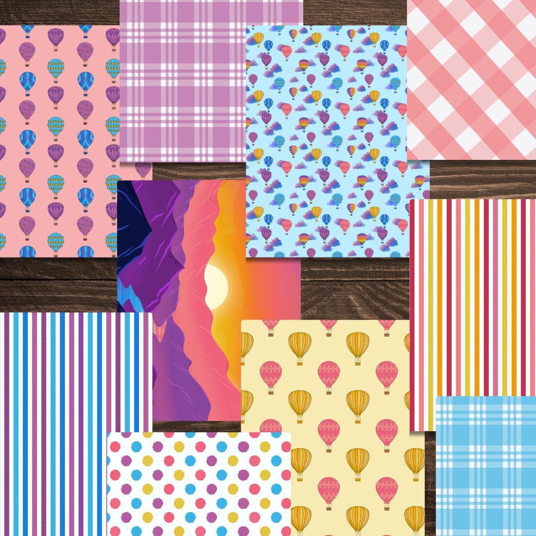 Hot Air Balloons Printable Scrapbook Paper 12x12