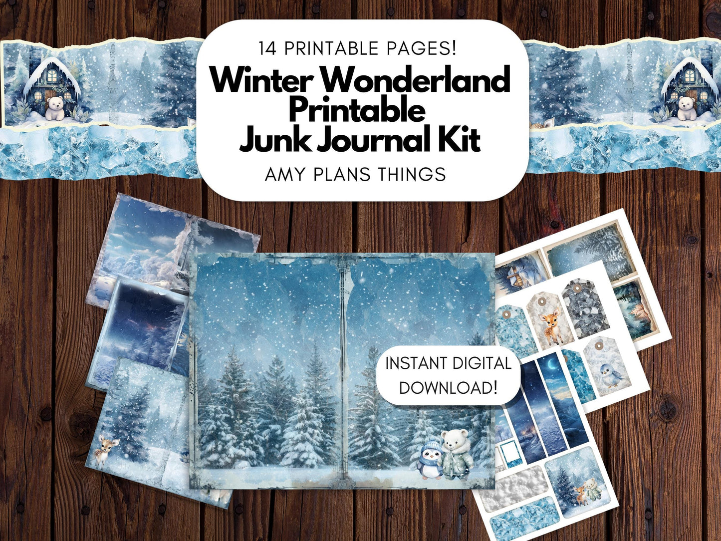 Winter Wonderland Junk Journal Kit - Digital Download/Printable
