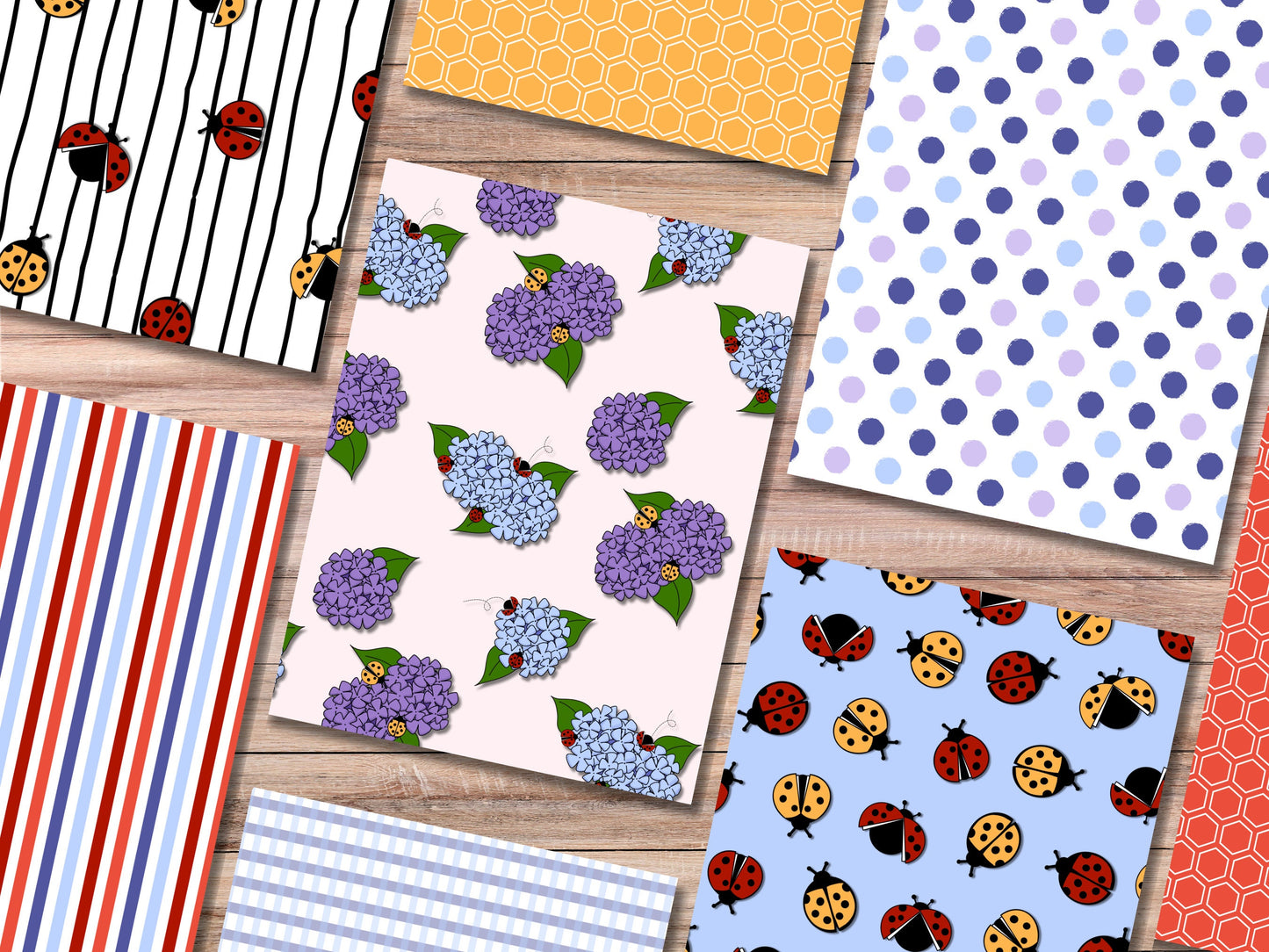 Ladybug + Hydrangea Printable Scrapbook Paper