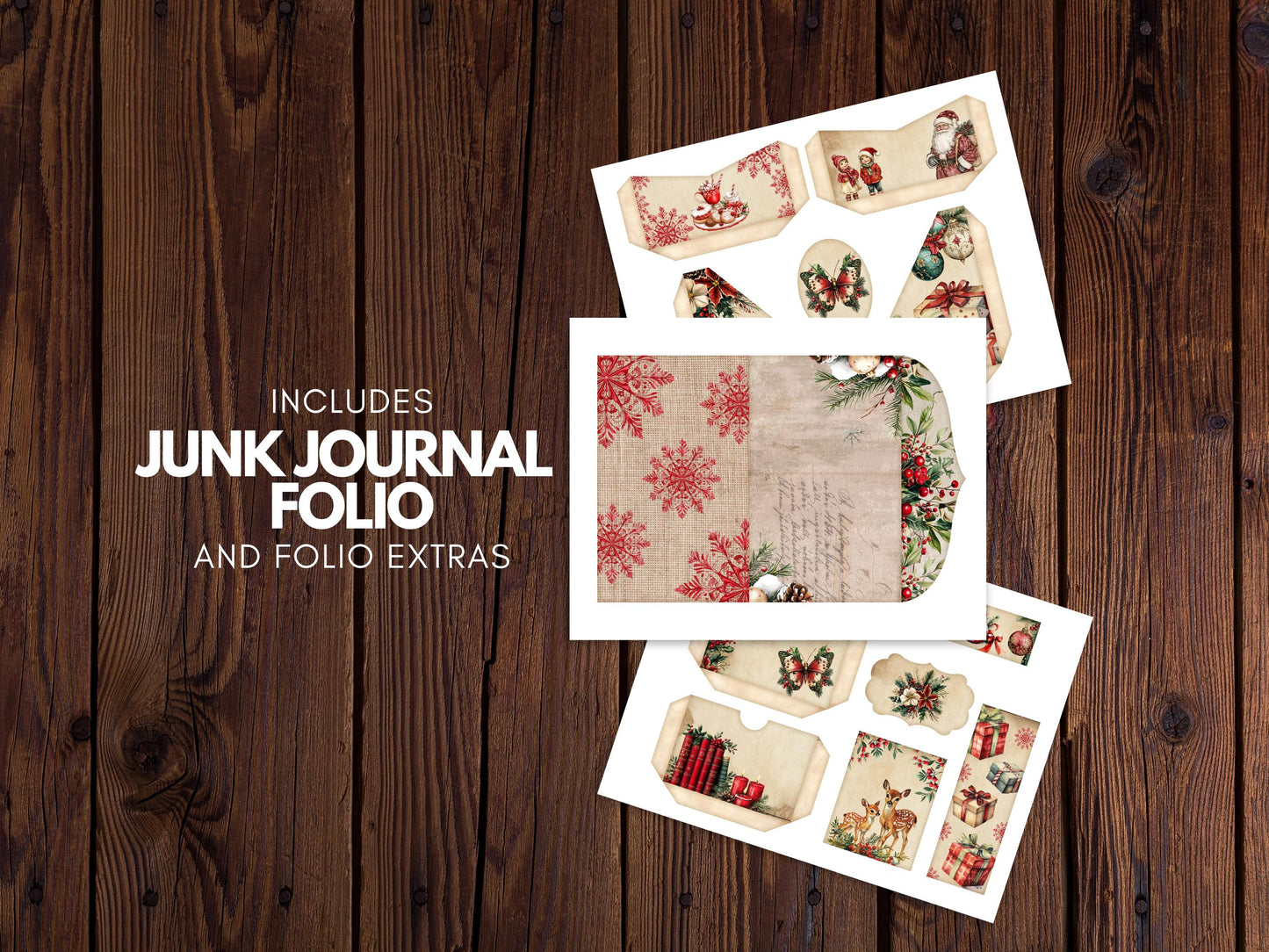 Vintage Christmas Junk Journal Kit - Digital Download/Printable