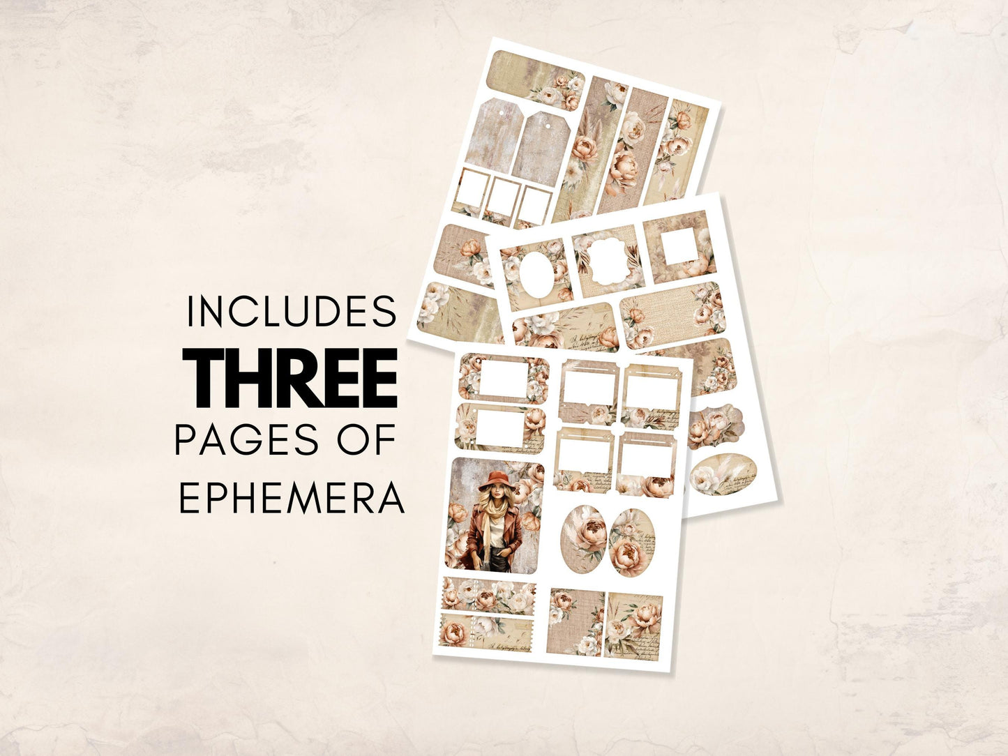 Rustic Florals Junk Journal Kit - Digital Download/Printable