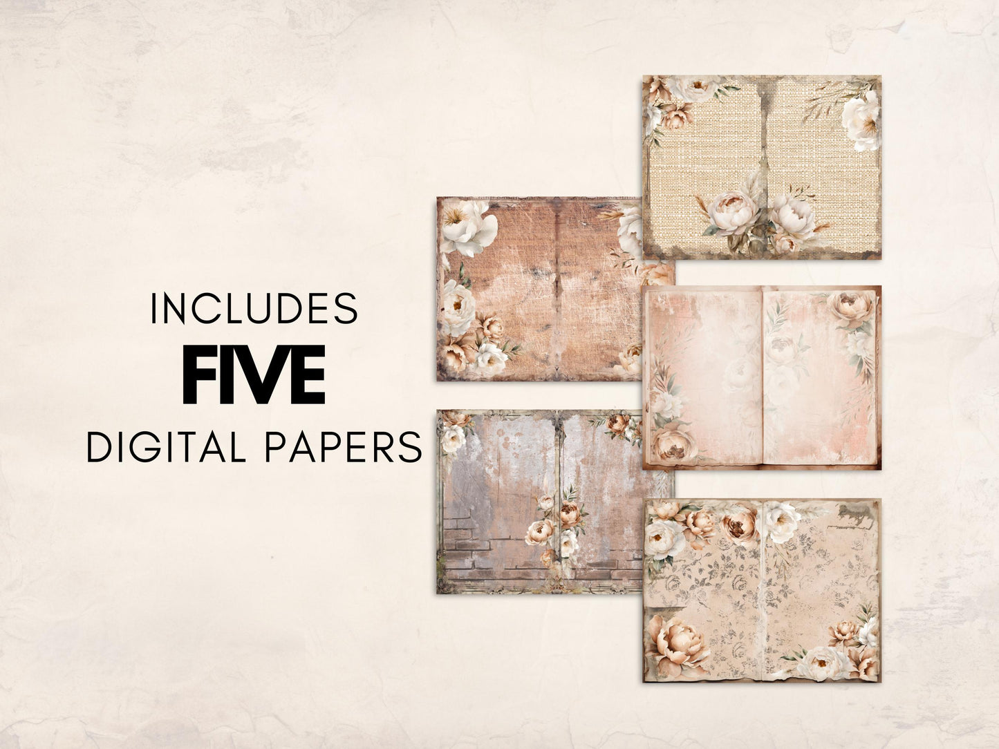 Rustic Florals Junk Journal Kit - Digital Download/Printable