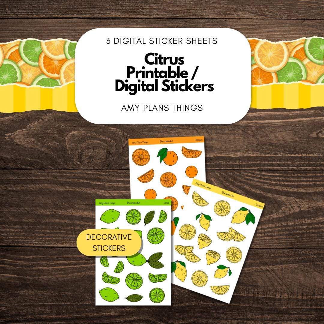 Citrus Printable Stickers (Lemon, Lime, Orange)