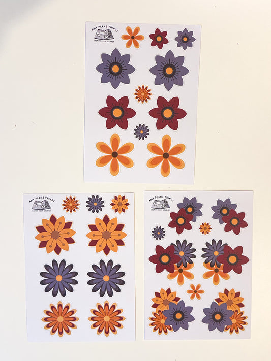 Fall Symmetrical Florals - PHYSICAL Stickers
