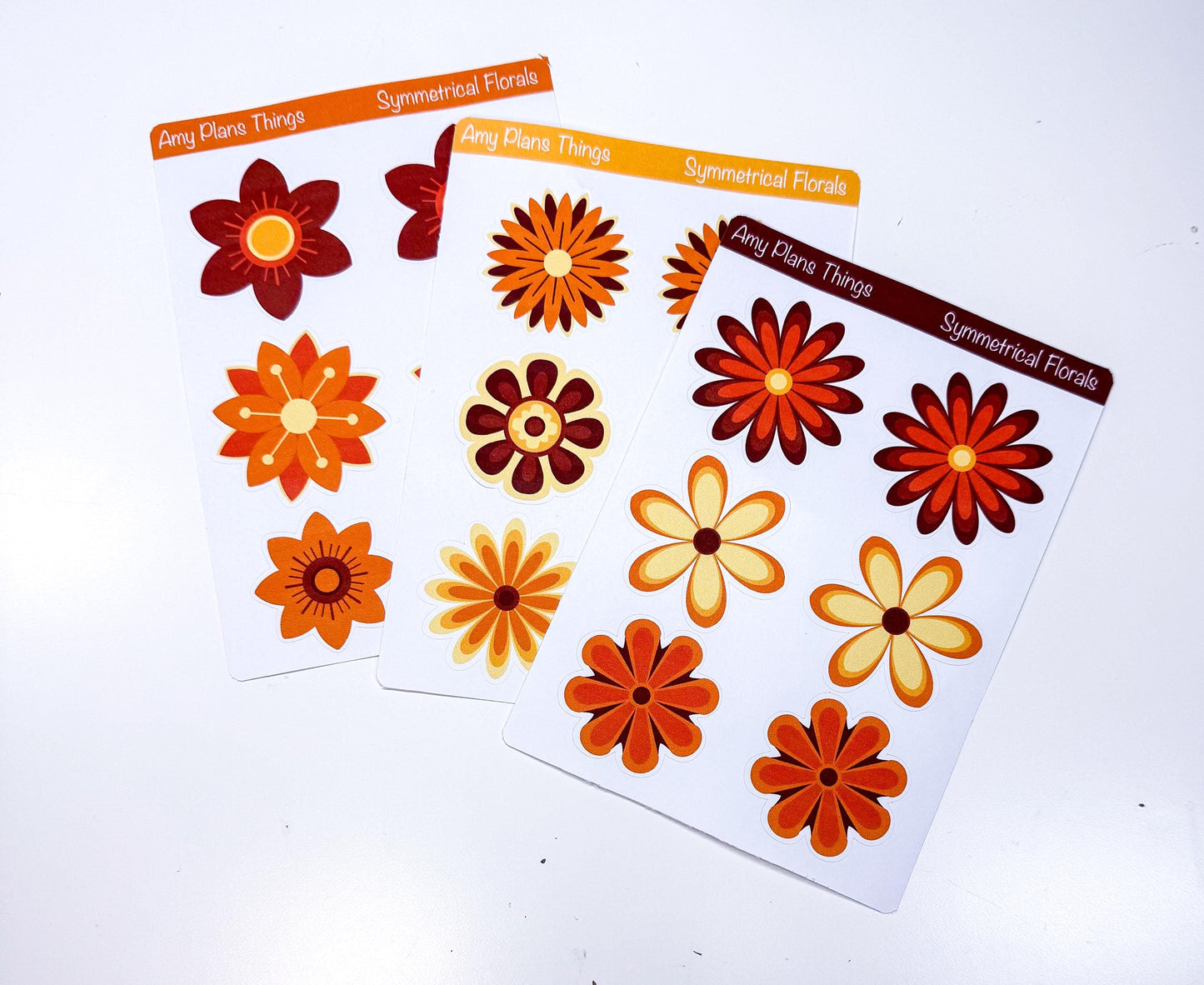 Symmetrical Floral Printable Stickers - Red/Orange Edition