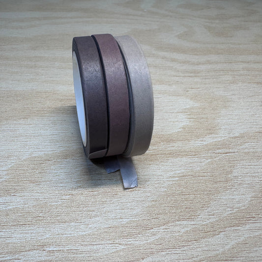 Brown Washi Tape Set - 3 Neutral Colors - 6mm each