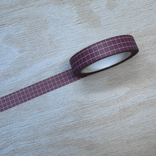 Deep Red Grid Washi Tape - 10mm