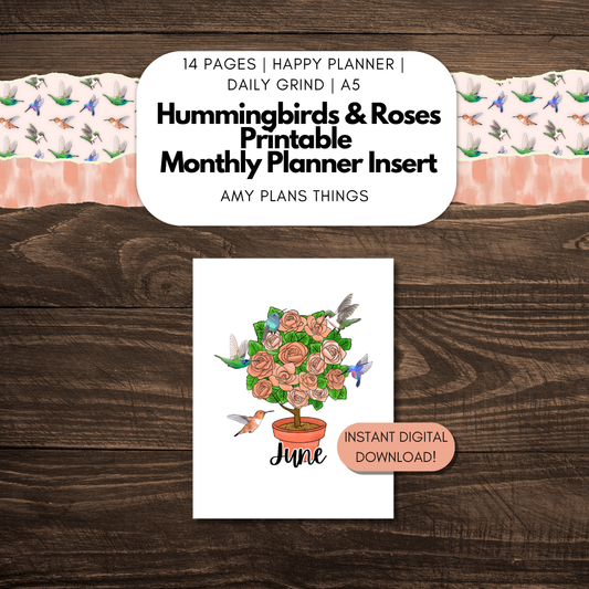 Hummingbirds & Roses June Journal Printable