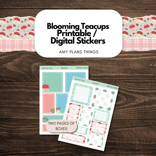 Blooming Teacups Printable Journal Stickers