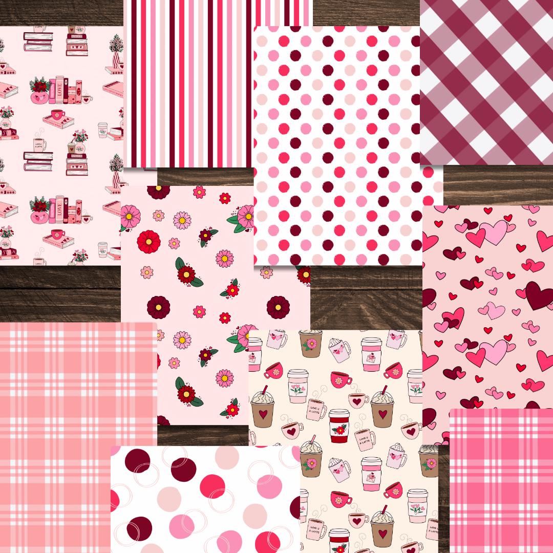 Love Coffee Books Printable Scrapbook Paper 12x12