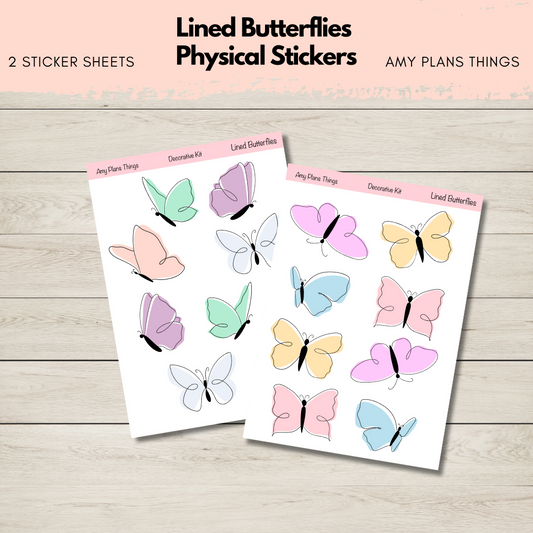 Lined Butterflies - PHYSICAL Stickers