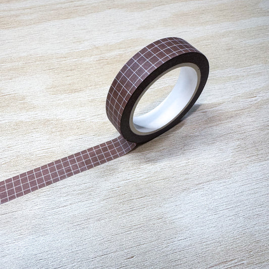 Brown Grid Washi Tape - 10mm