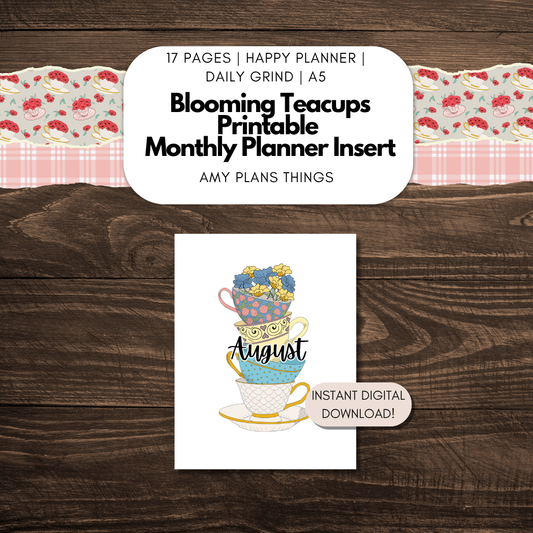 Blooming Teacups August 2025 Printable Journal Insert