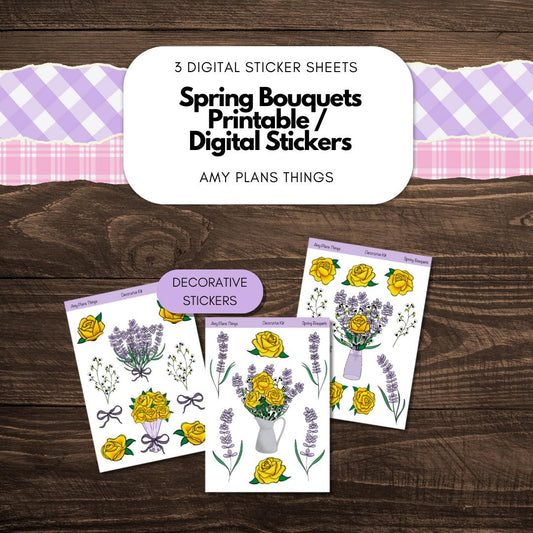 Spring Bouquets Printable Stickers