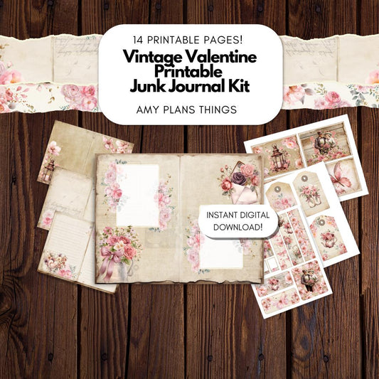 Vintage Valentine Junk Journal Kit