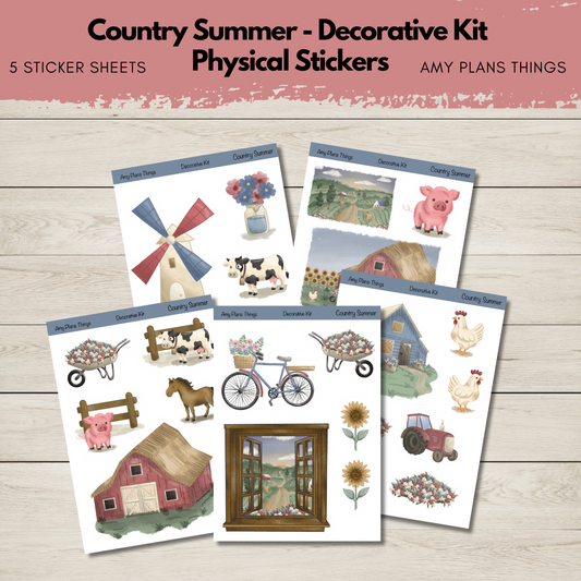 Country Summer Decorative Kit - PHYSICAL Stickers
