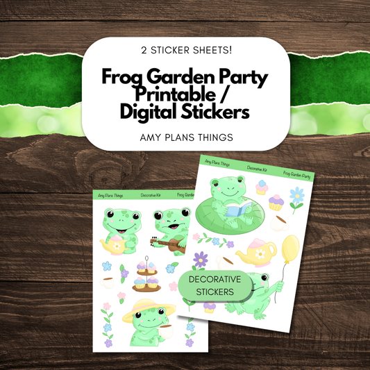 Frog Garden Party Printable Stickers