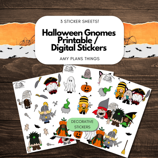 Halloween Gnomes Printable Stickers