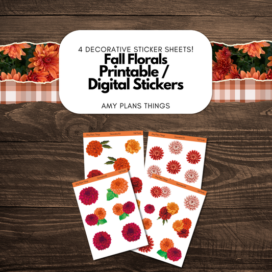 Fall Florals Printable Stickers
