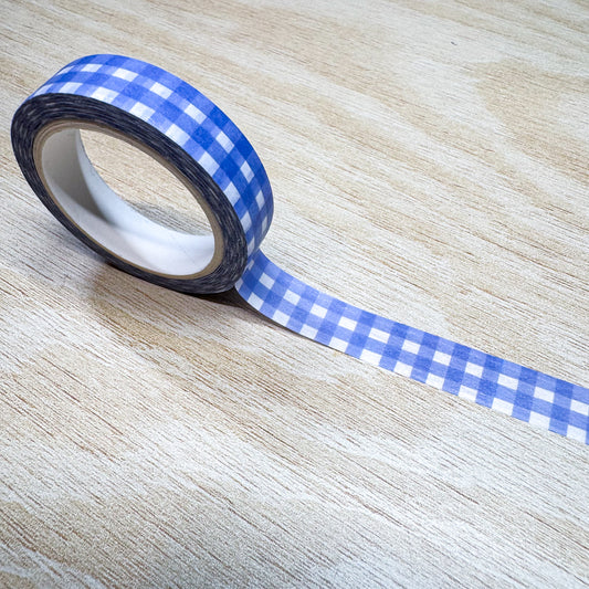Blue Gingham Washi Tape - 10mm