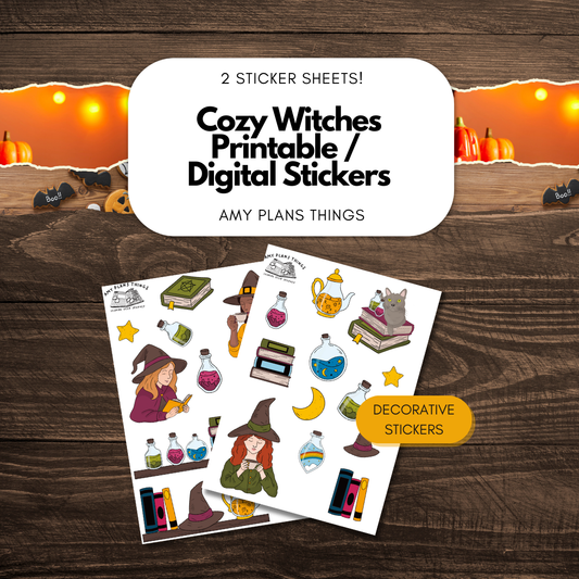 Cozy Witch Printable Stickers