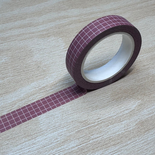Deep Red Grid Washi Tape - 10mm