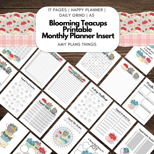 Blooming Teacups August 2025 Printable Journal Insert