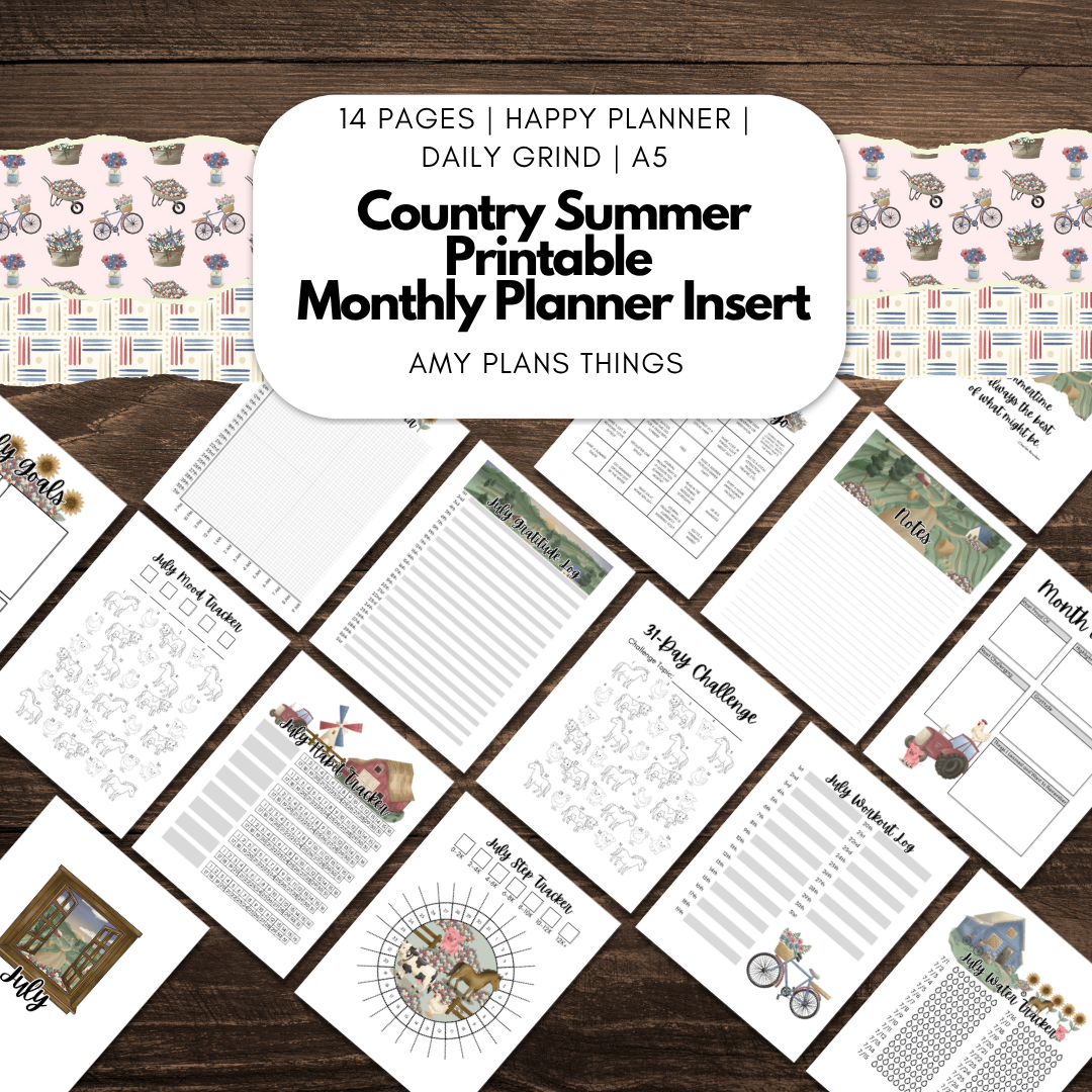 Country Summer July 2025 Printable Journal Insert