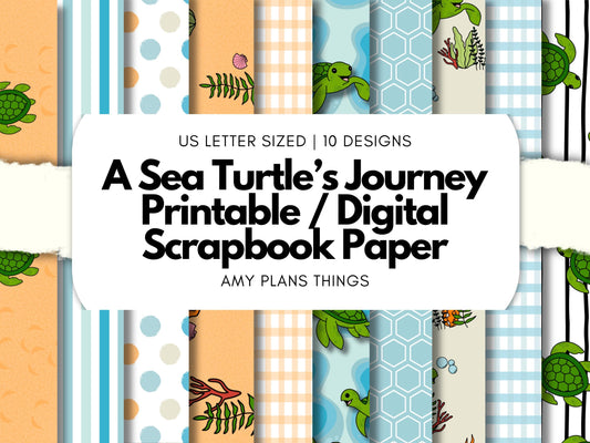 A Sea Turtle's Journey Printable Scrapbook Paper 8.5x11