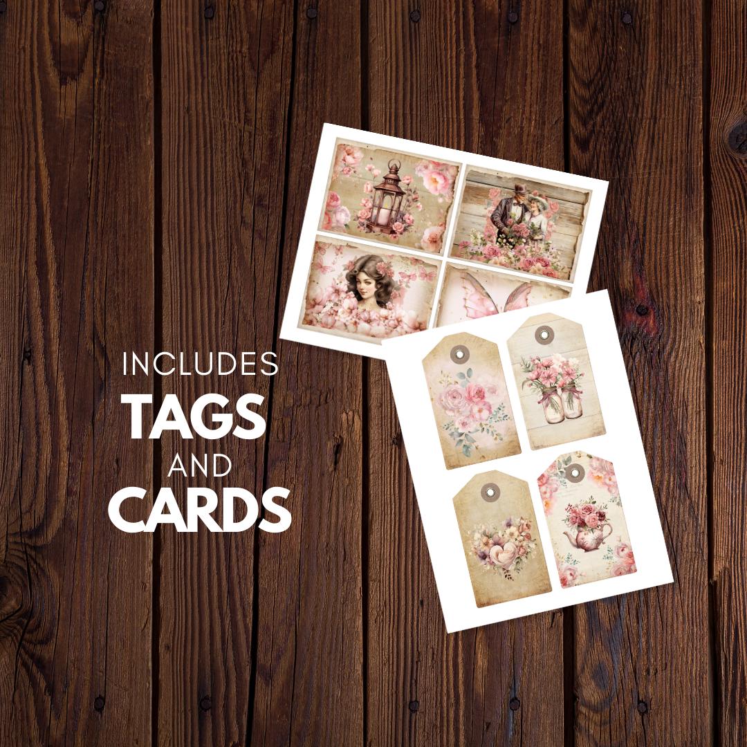 Vintage Valentine Junk Journal Kit - Digital Download/Printable