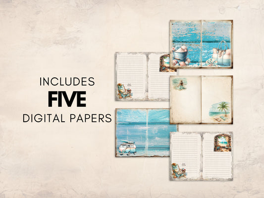 Books and Beach Junk Journal Kit