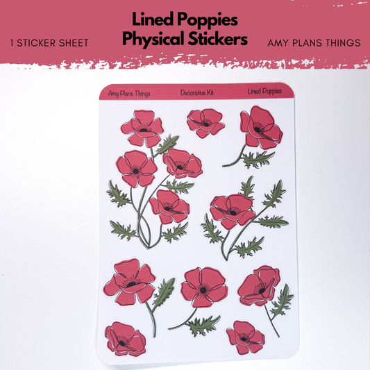 Lined Poppies - PHYSICAL Stickers