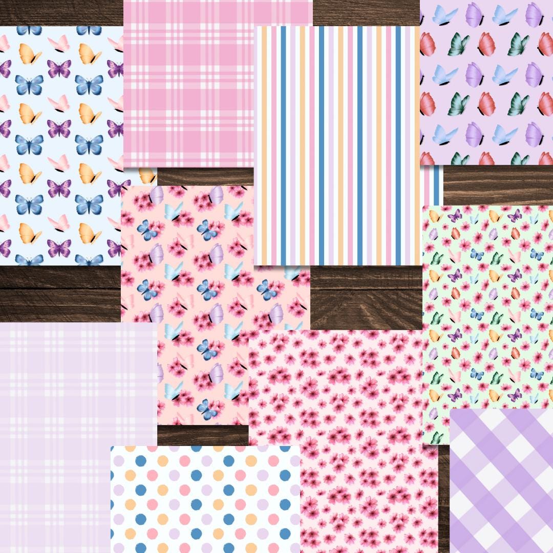 Blossoms & Butterflies Printable Scrapbook Paper 12x12