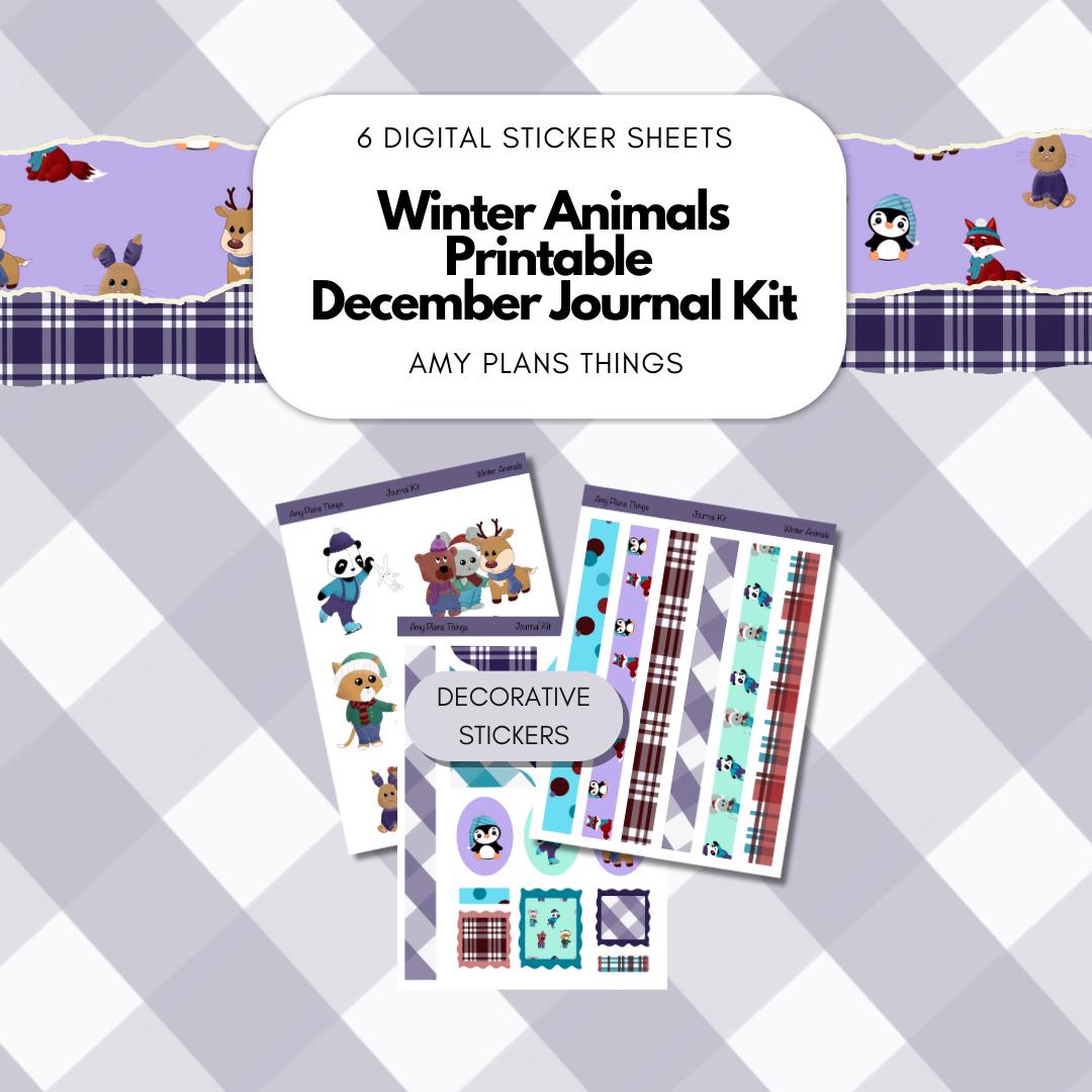 Winter Animals Printable Journal Stickers