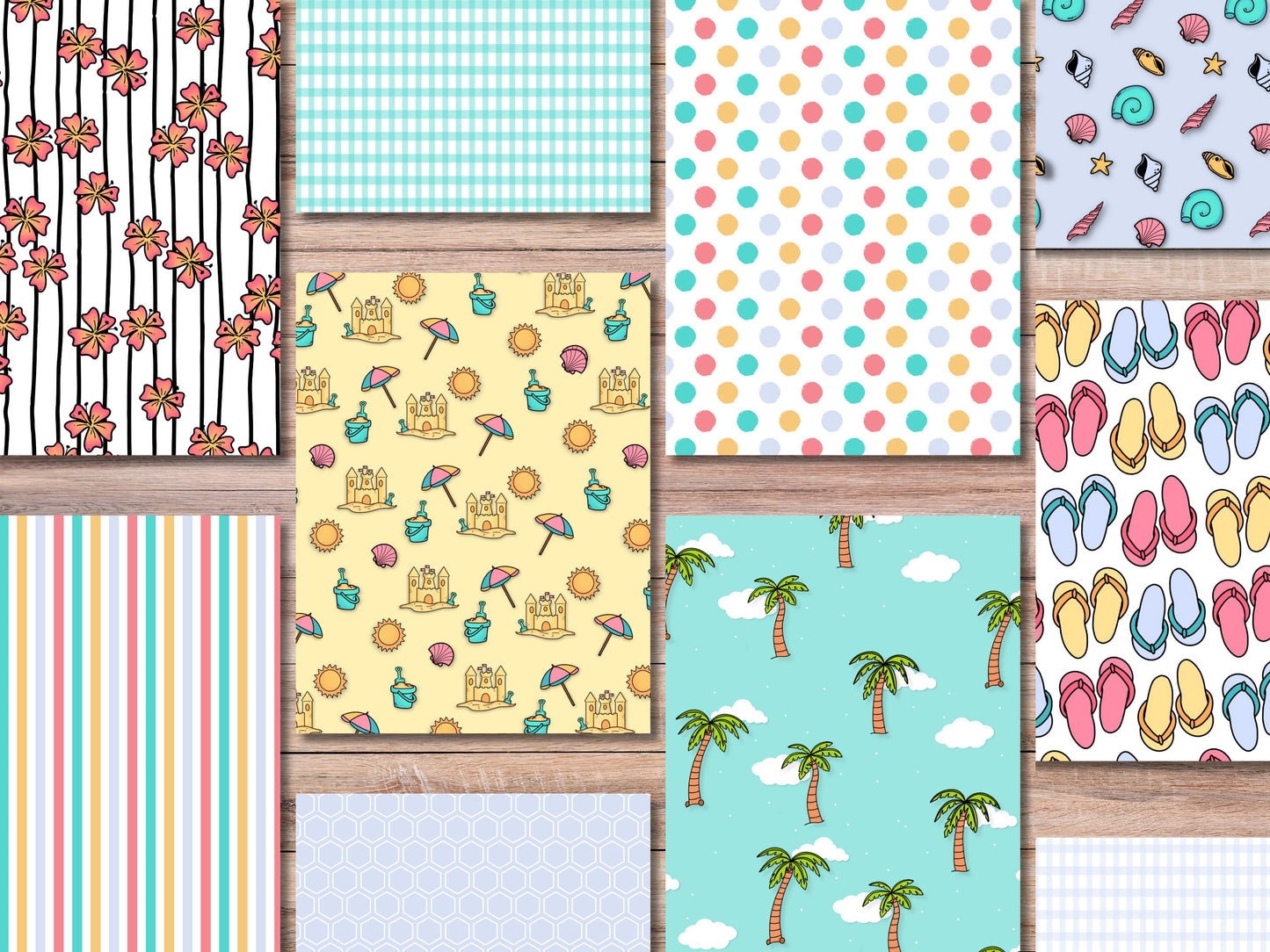 Beach Vibes Printable Scrapbook Paper 8.5x11