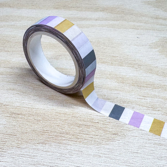 Pink & Yellow Striped Washi Tape - 10mm