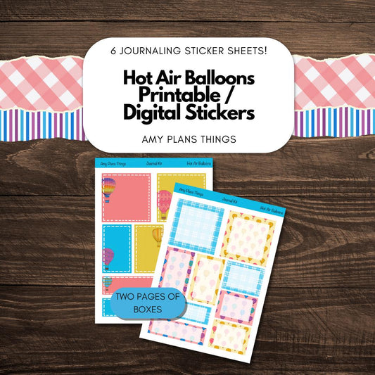Hot Air Balloons Printable Journal Stickers