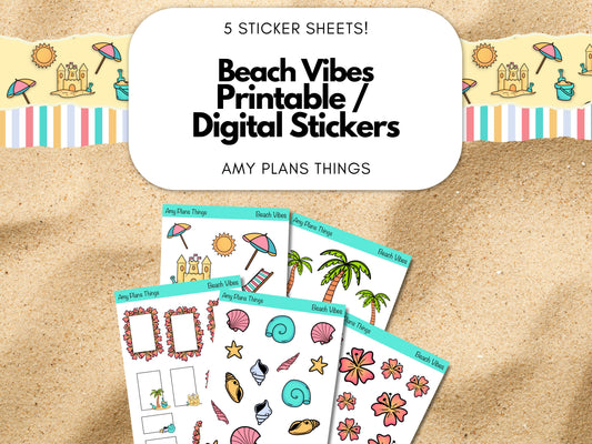 Beach Vibes Printable Stickers