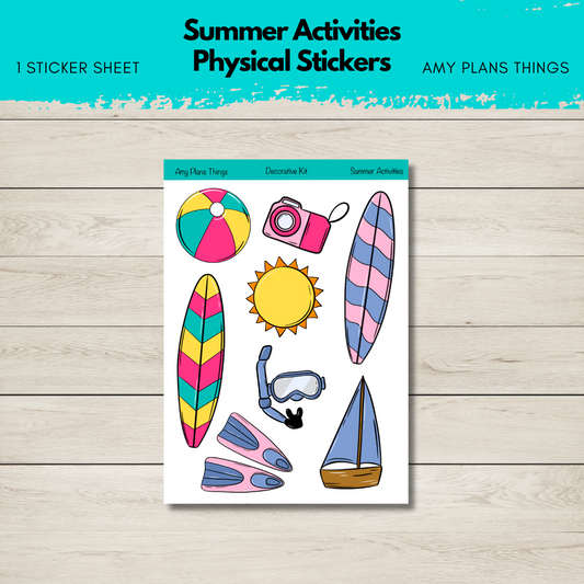 Summer Activities Sticker Sheet - PHYSICAL stickers