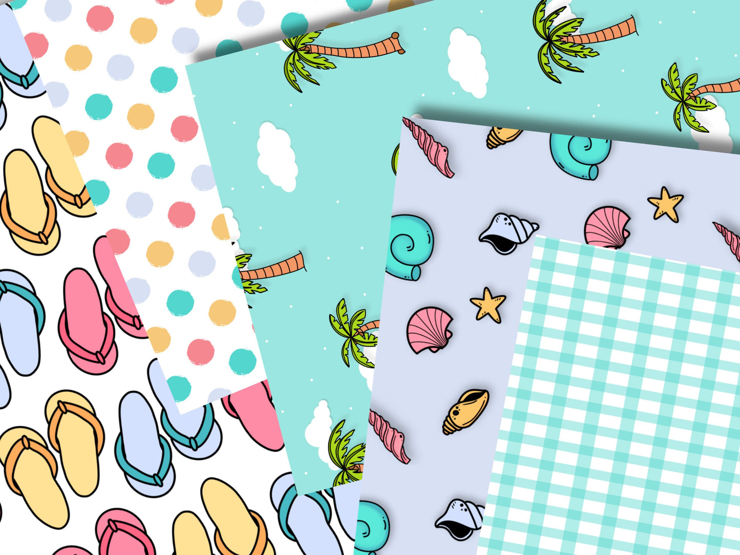 Beach Vibes Printable Scrapbook Paper 8.5x11