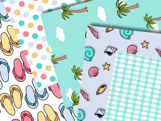 Beach Vibes Printable Scrapbook Paper 8.5x11