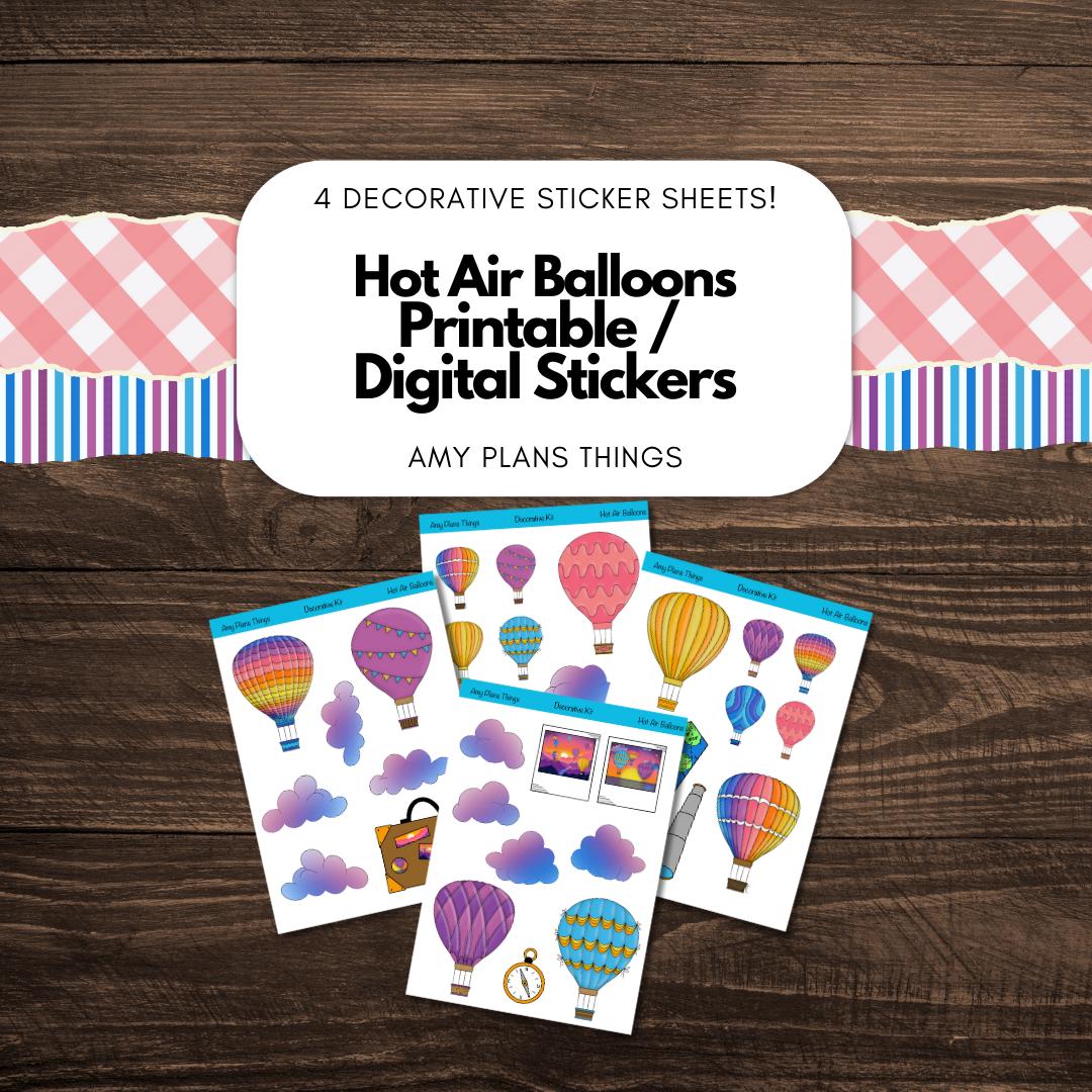 Hot Air Balloon Printable Decorative Stickers