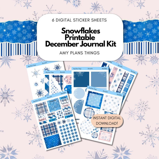 Snowflakes Printable Journaling Stickers