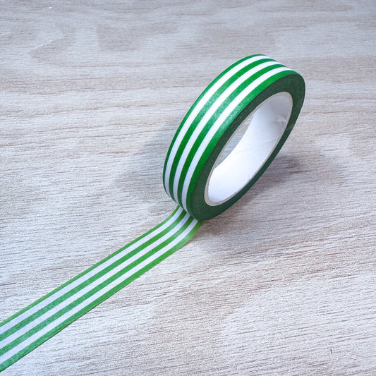 Bright Green Stripe (Horizontal) Washi Tape - 10mm