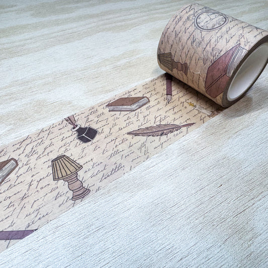 Antique Library Script Washi Tape - 50mm