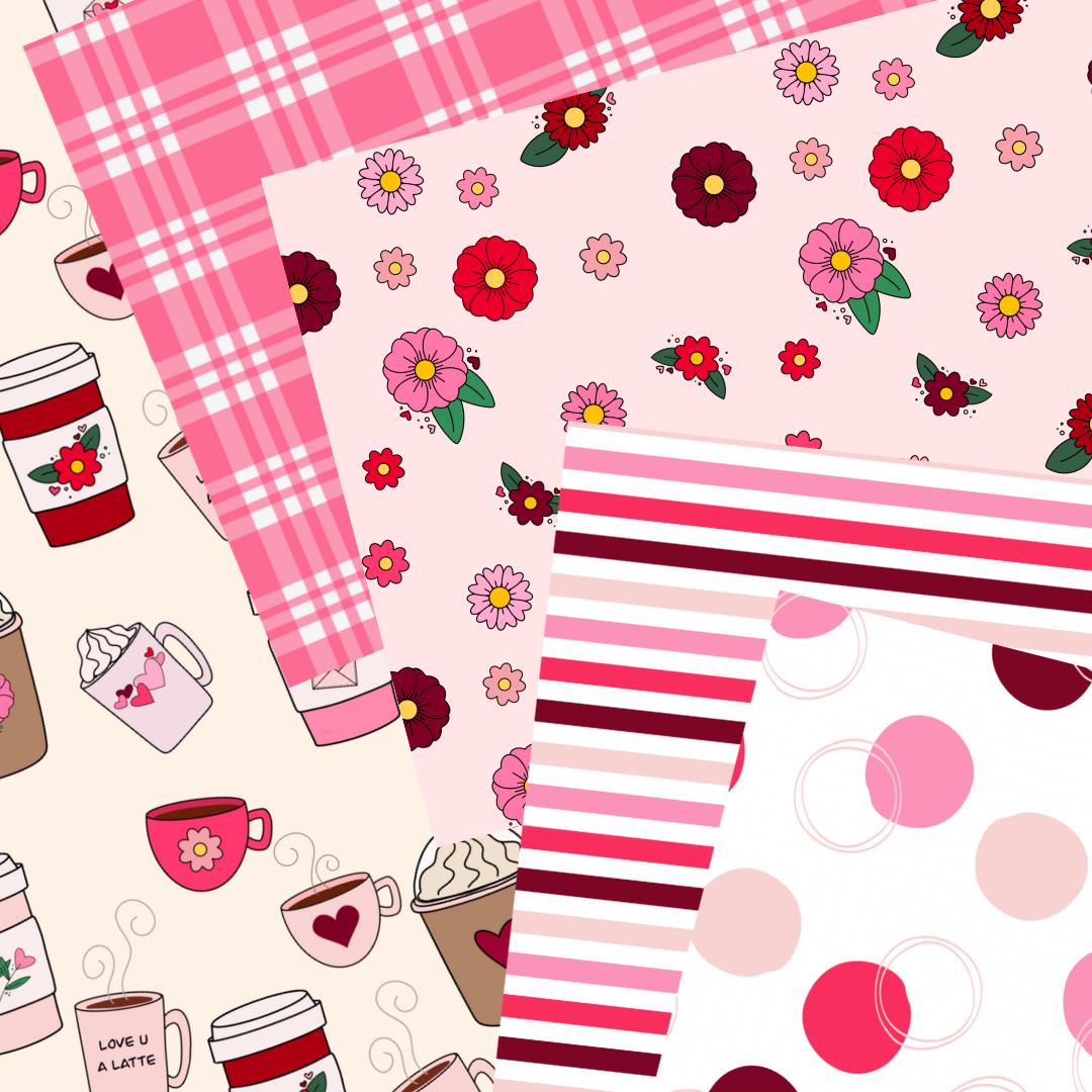 Love Coffee Books Printable Scrapbook Paper 12x12