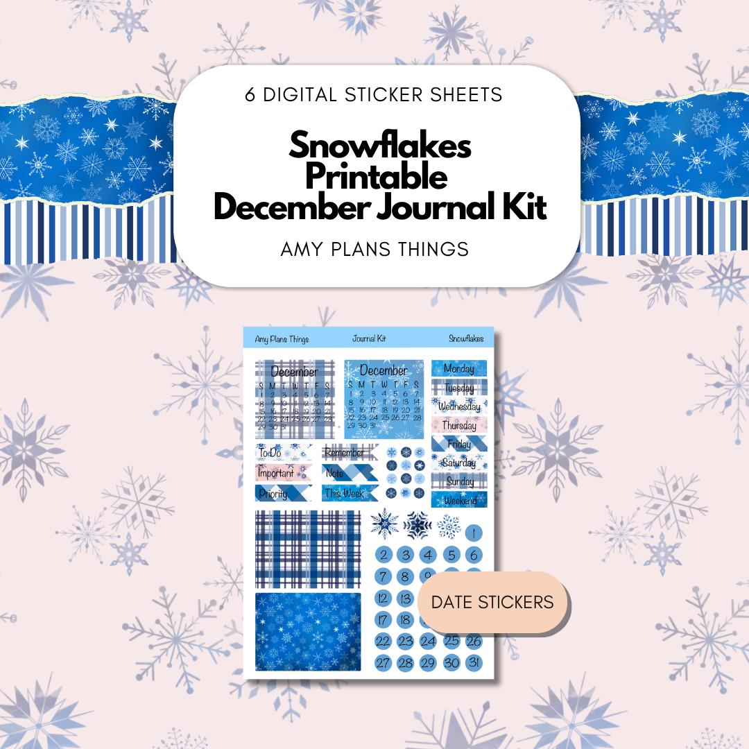 Snowflakes Printable Journaling Stickers