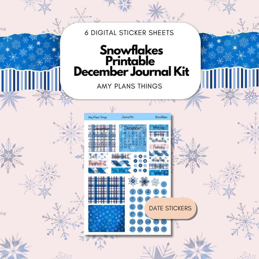 Snowflakes Printable Journaling Stickers