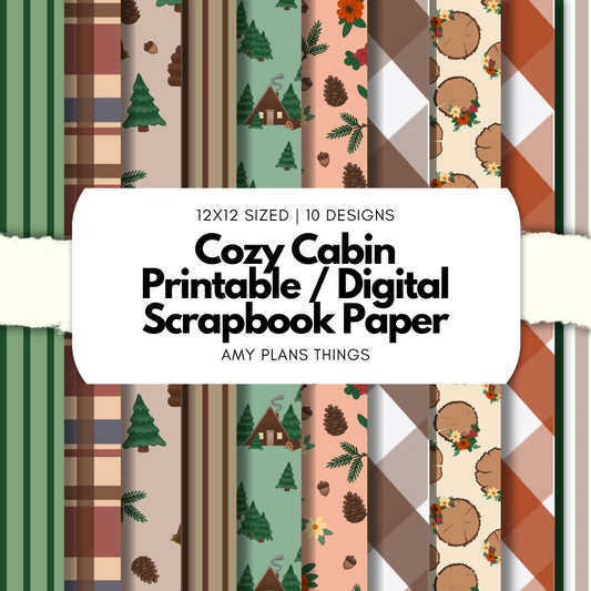 Cozy Cabin Printable Scrapbook Paper
