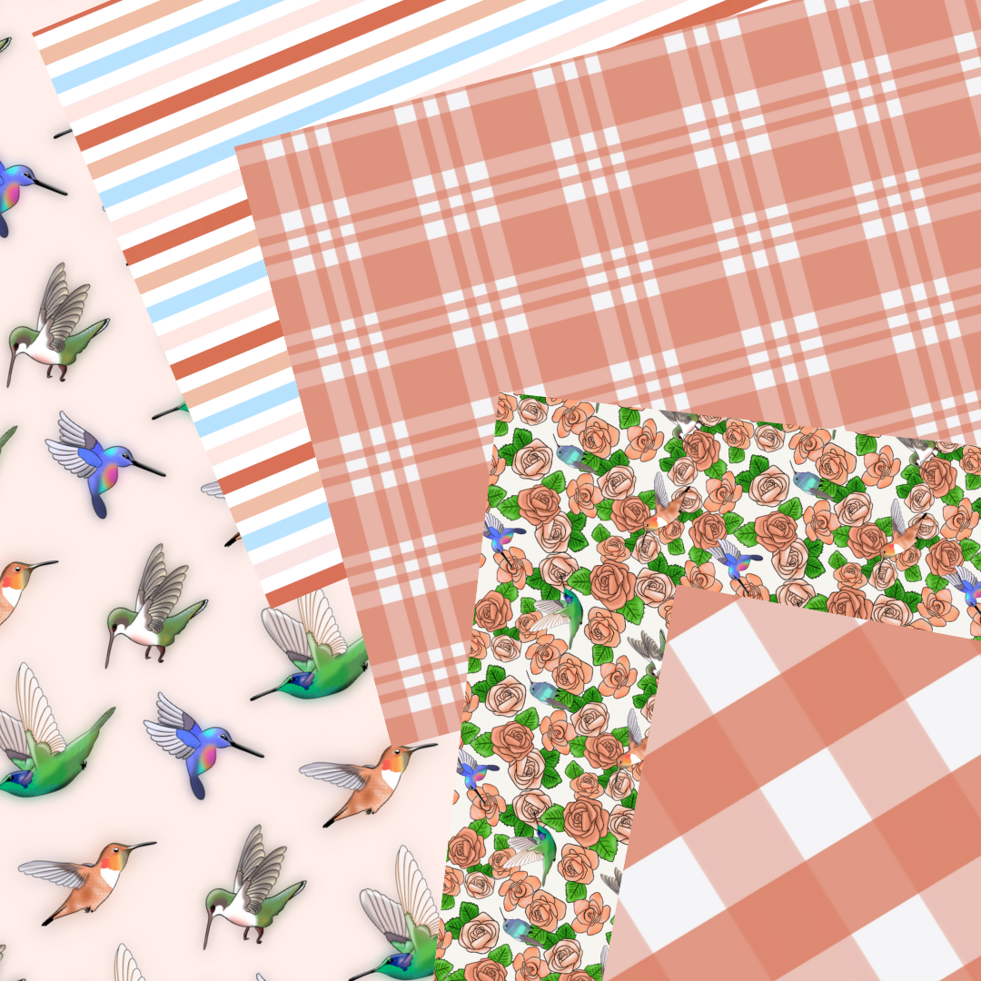Hummingbirds & Roses Printable Scrapbook Paper Digital Junk Journal 12x12 Digital Paper Pack